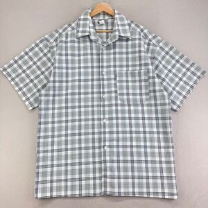 CalTop‎ Shirt Mens XL White Short Sleeve Plaid Button Up USA Lowrider Chicano